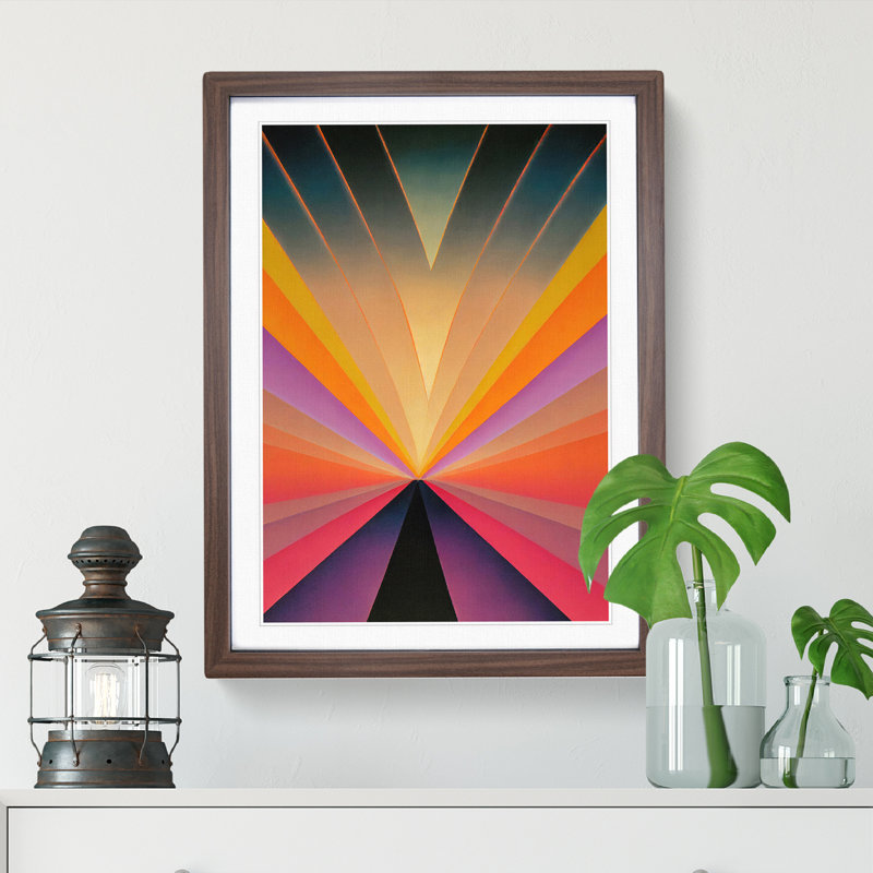 Wild Abstract Sunset - Wall Art, 34cm H x 25cm W, Walnut Framed