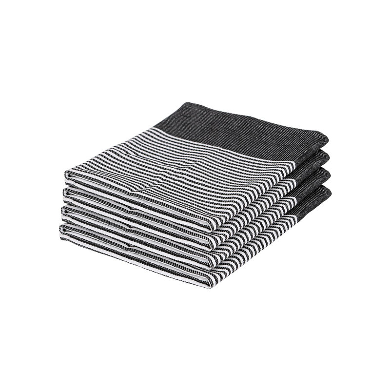 Cotton Stripe Tea Towel Kitchen Towel, Black
