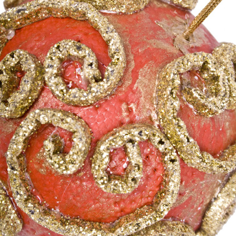 11cm Bauble, Red / Gold