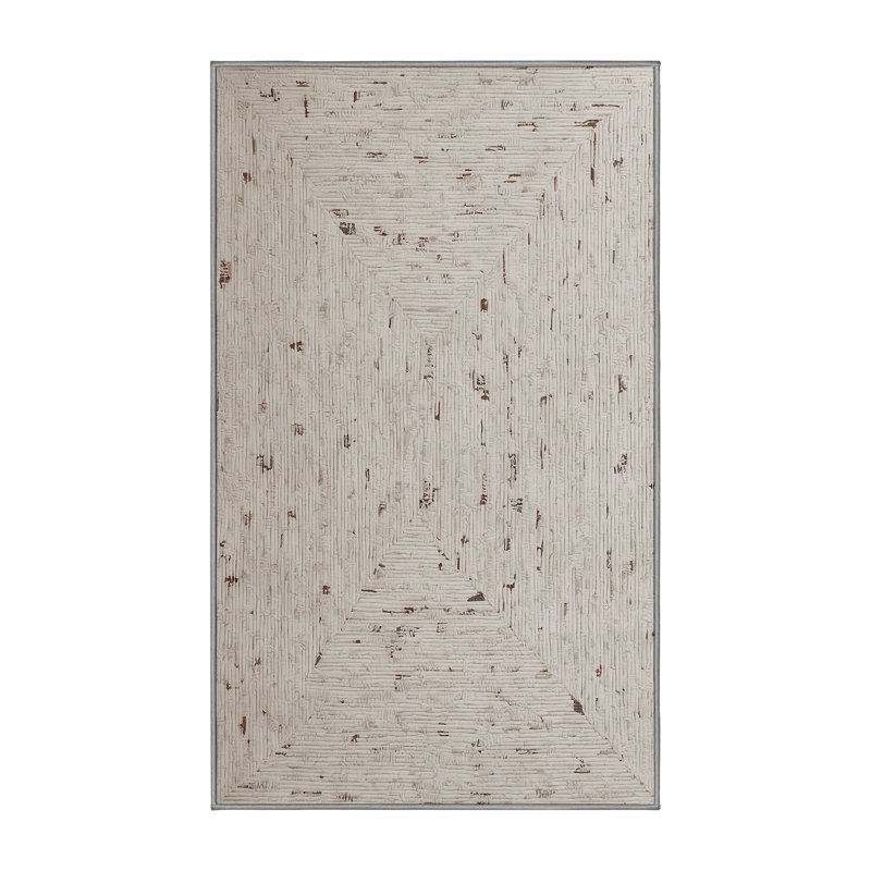 Machine Washable Gray Area Rug, Rectangle 4' x 6'