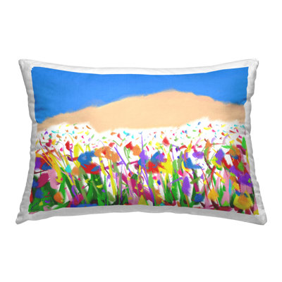 Design de coussin décoratif joyeux paysage abstrait imprimé par Bellassai Art