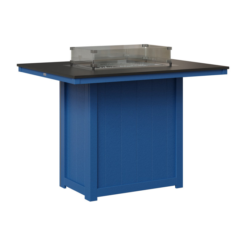 Foyer de table berlinois Donoma, H 39 po x l 41 po x P 54 po, Plateau martelé noir avec base bleu pacifique