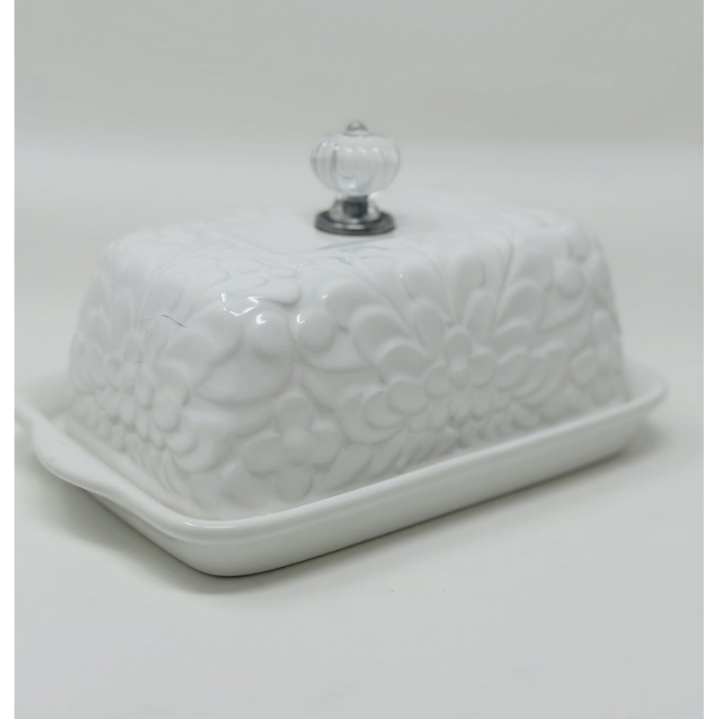 Drew DeRose Designs Floral Ceramic Butter Dish
