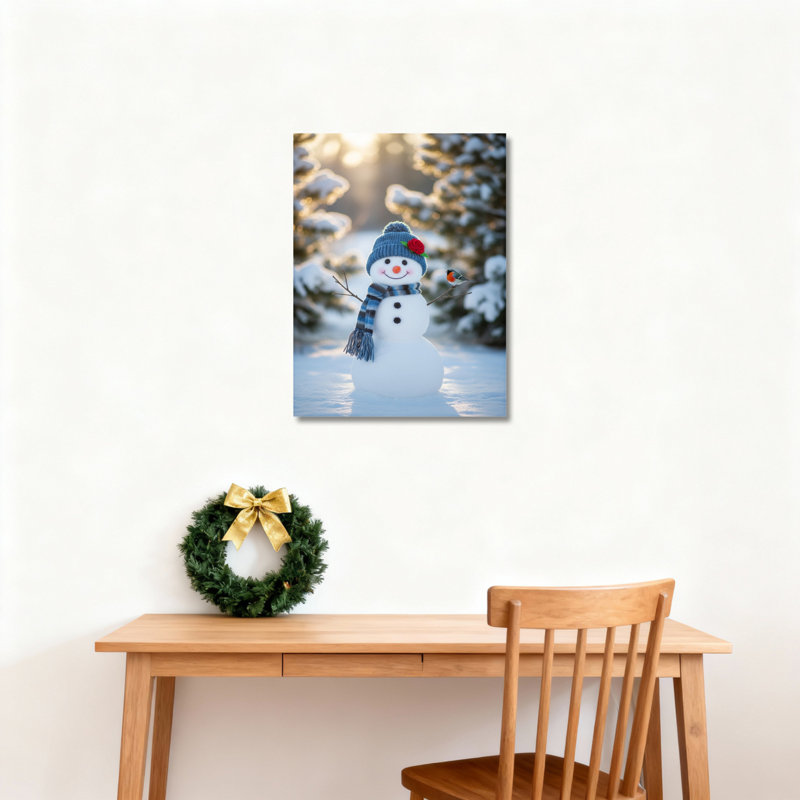 «Snowman Winter Scene», art mural sur toile, H 18 po x l 12 po