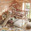 Lit superposé avec glissade, barrière de sécurité et rangement AVELOR Kids Playhouse - aucun sommier nécessaire-2102484766