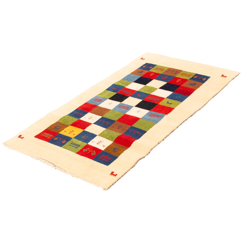 Tapis crème Helbe Gabbeh 3 pi 3 po x 6 pi 3 po