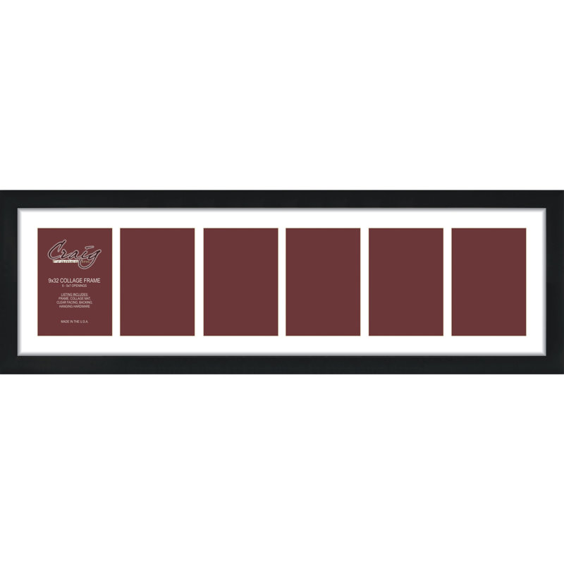 Black Matte Picture Frame with Mat, 5" x 7", 9" x 32"
