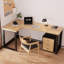 Bureau en bois massif en forme de L Burlywood-541028141-541028139