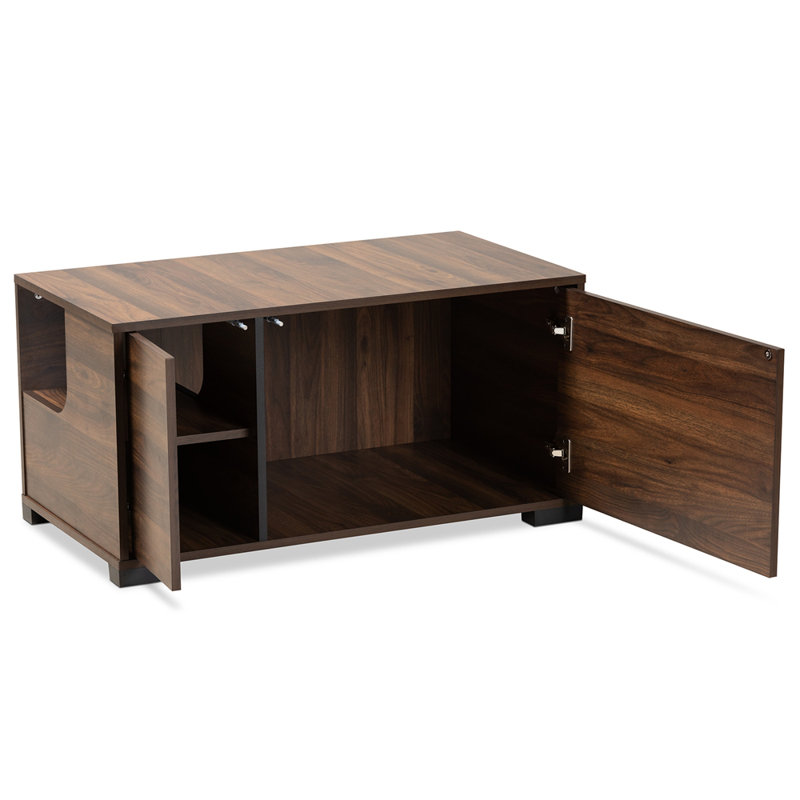 Hayoung 2-Door Litter Box Enclosure in Walnut Brown Finish, 17.7'' H X 35'' W X 18.9'' D