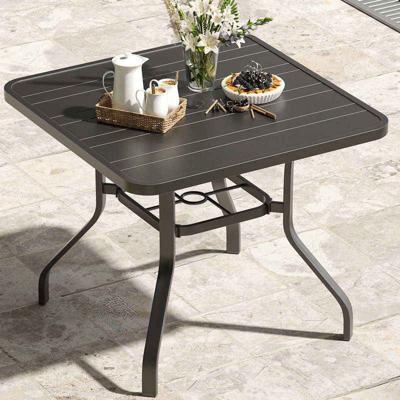 Patio Dining Table 35"X35", Square Outdoor Dining Table With 1.57" Umbrella Hole, Metal Outdoor Furniture For Patio, Graden, Backyard And Poolside, Weather-Resistant