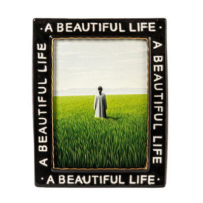 Stoneware Photo Frame "A Beautiful Life", Black