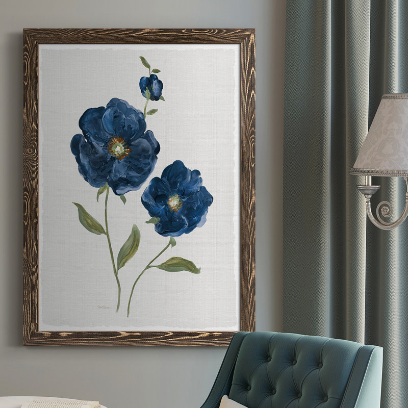 Soyla " Blue Poppies " Color Photography Print, 37.5" H x 27.5" W x 1" D, Walnut Framed