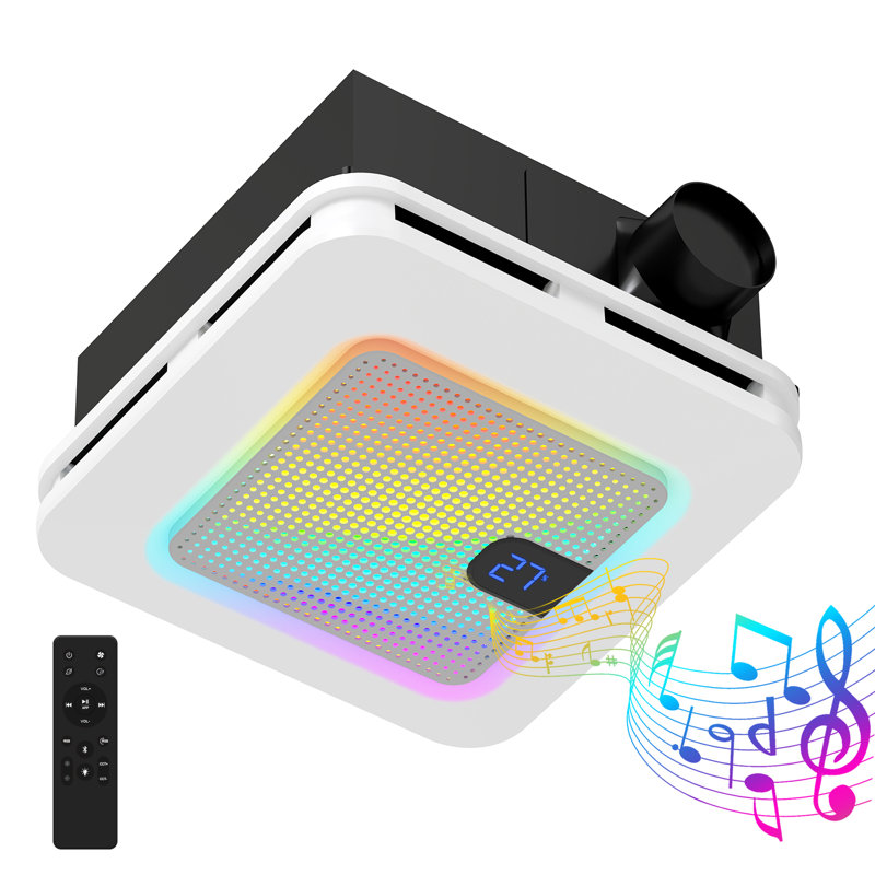 Bathroom Exhaust Fan with Light, Smart Humidity Sensor, Remote