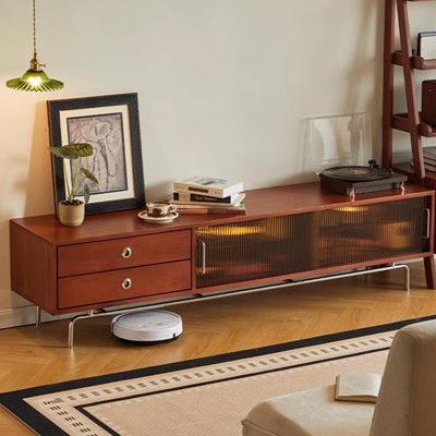 Retro solid wood storage TV cabinet