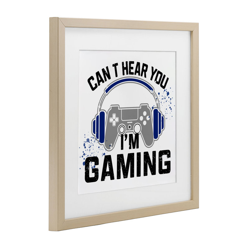 «Can Hear Hear Gaming», reproduction sous verre, conception de Kim Allen, H 13 po x l 13 po, Cadre de récolte en pin