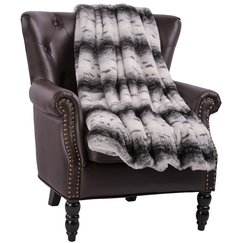 Couverture en fausse fourrure Citraka, L 60 po x l 50 po, Noir