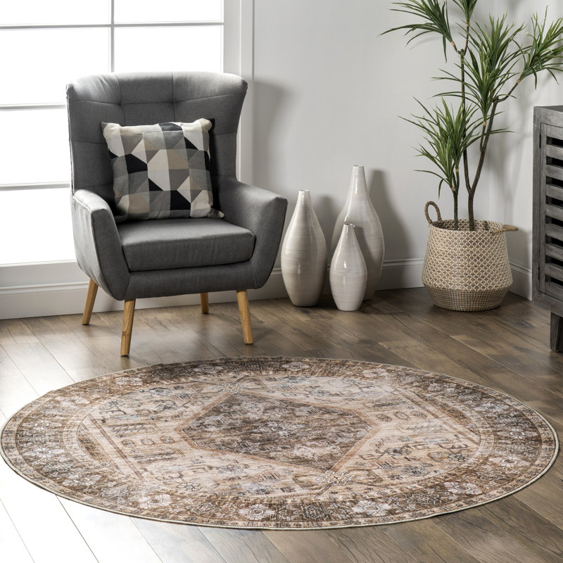 Tapis lavable à la machine Ecker Medallion, Rond 6 pi