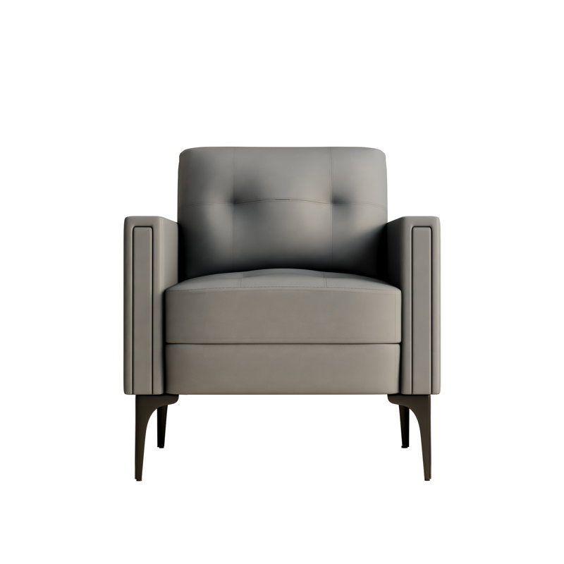 Upholstered Armchair, Gray Polyurethane