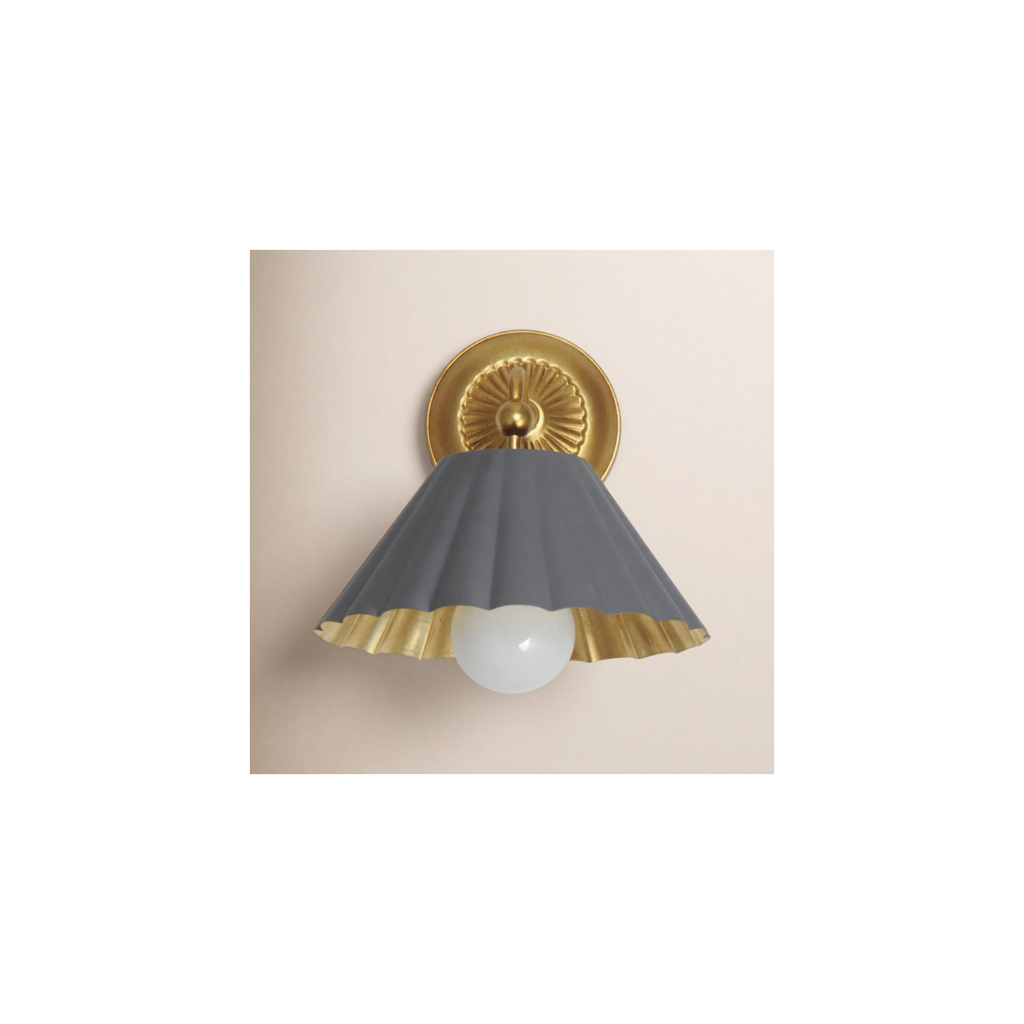 Granduca Single Light Steel Dimmable Armed Sconce, Dark Gray/Gold Leaf