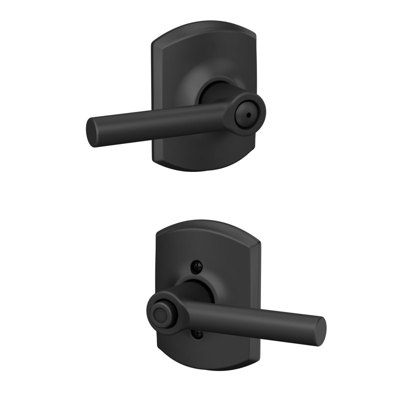 Broadway Privacy Leverset with Greenwich Rosette, Matte Black