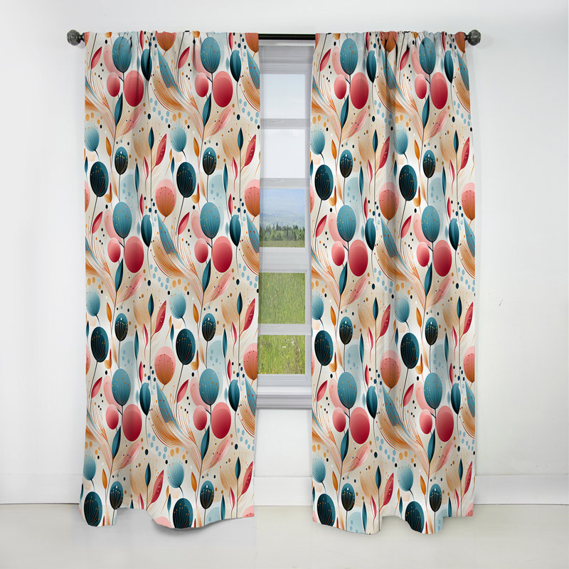 Motif floral de couleur pastel botanique - Rideau floral - Rideau occultant floral - 1 panneau, L 52 po x L 90 po