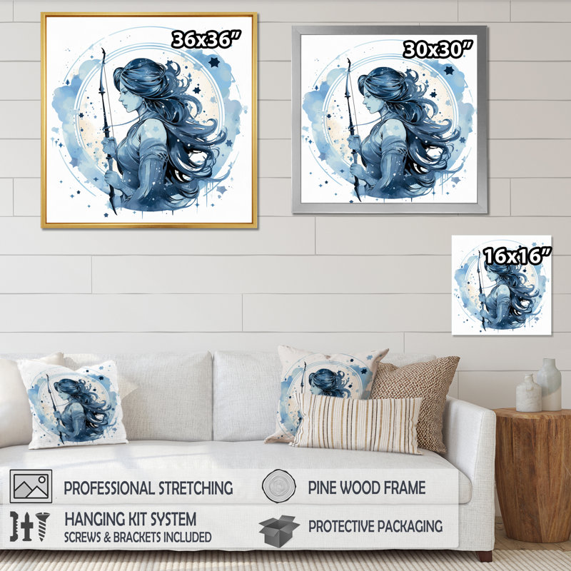 Signe du zodiaque Sagisttarius - impression d'art sur toile, H 16 po x l 16 po x P 1 po, Toile tendue
