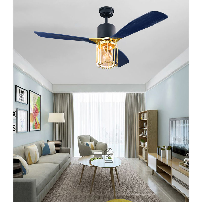 Ceiling Fan with Light Kit, Brushed Dark Blue