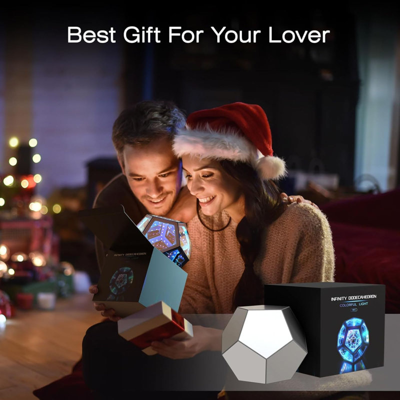 Infinite Dodecahedron Decor 3D Hyper Cube RGBW Changing Night Lighting