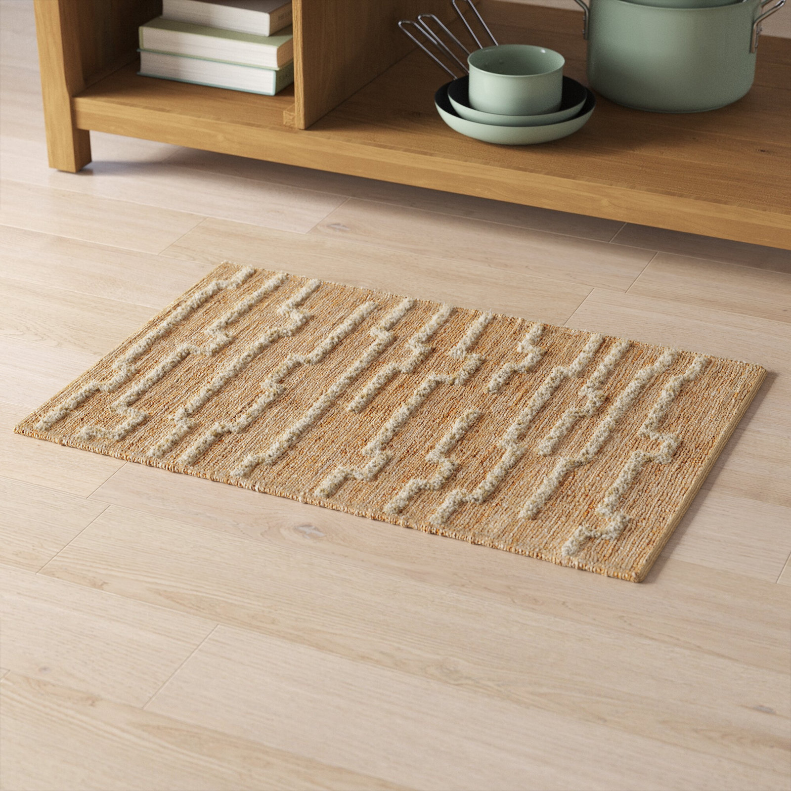 Febina Hand-Knotted Geometric Jute Rug, Rectangle 2' x 3'