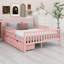 Wood Platform Bed With Guardrails On Both Sides And Two Storage Drawers-718484156