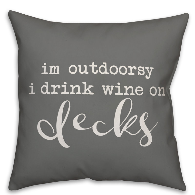  Housse et insert de coussin décoratif Drink, 18 po x 18 po, Gris / Blanc