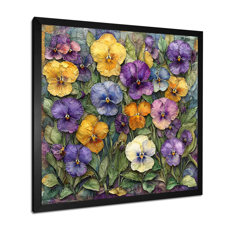 Wild Pansy Patch At The Farm II - Pansies, art mural, H 30 po x l 30 po, Reproduction encadrée d'une seule photo