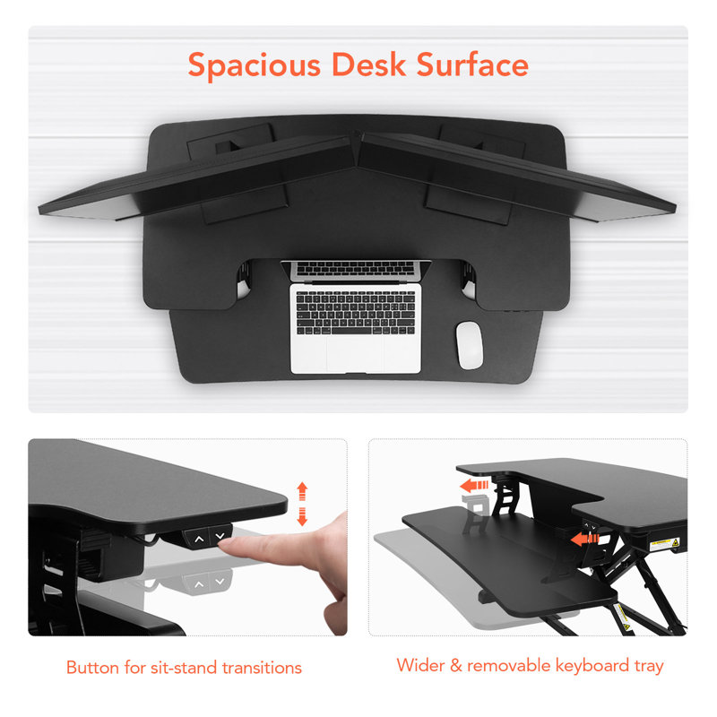 35"/40" Motorized Desk Converter, 19.7" H x 40" W x 16.3" D