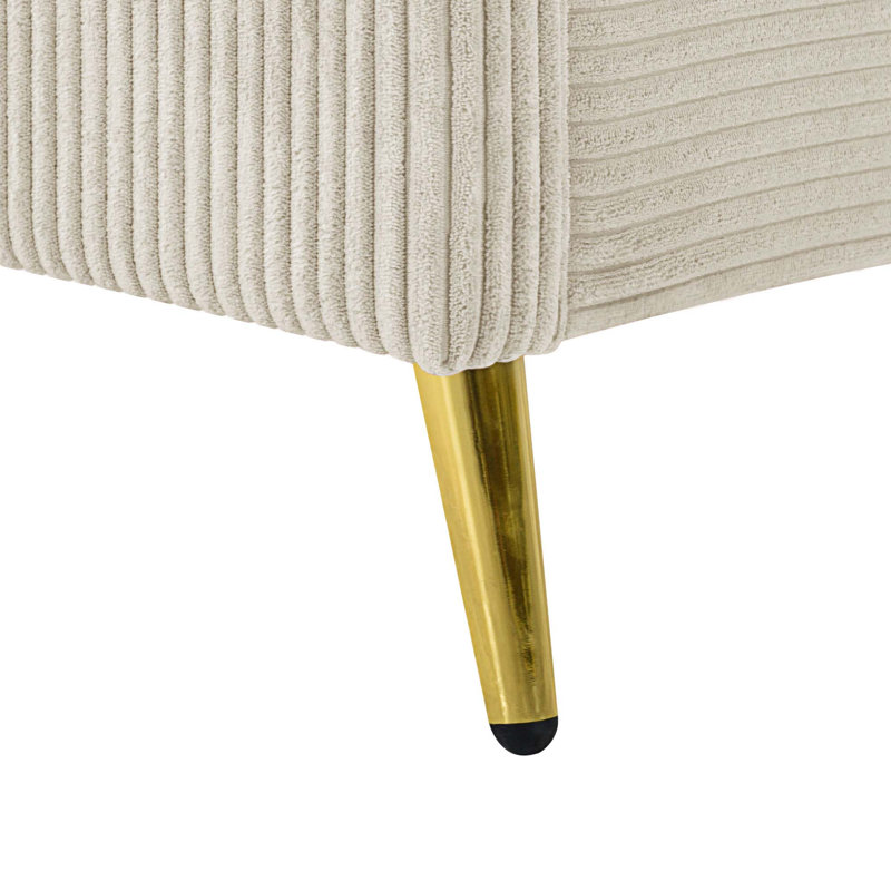 Grand lit plateforme tapissier Daventry, Beige 1