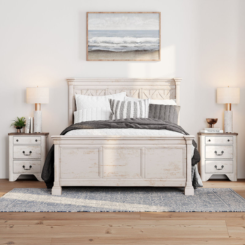 Haikey Farmhouse 20.5'' W Nightstand Set of 2, White
