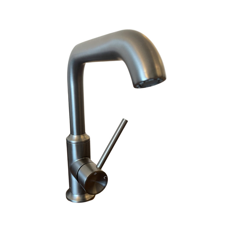 Robinet de cuisine à poignée simple avec accessoires The Flush III, Gris métal