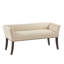 Banc décoratif brun clair, pieds en bois massif, dossier bas, accoudoirs évasés, garniture cloutée bronze éblouissante pour chambre à coucher et contreplaqué-1474524612