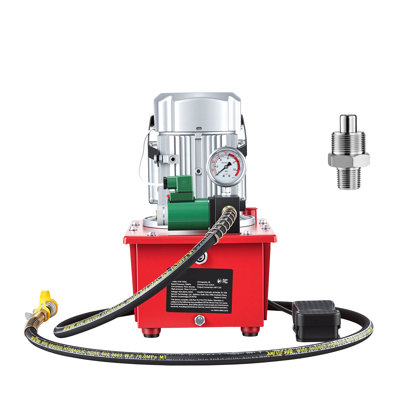 Pompe électrique à commande électrique, 750 W 10 000 PSI, bloc d'alimentation de pompe hydraulique à simple effet 120 V, électrovanne avec interrupteur à pédale, 2,1 gallons / 8 L, pour poinçonnage, cintrage, cylindres à simple effet