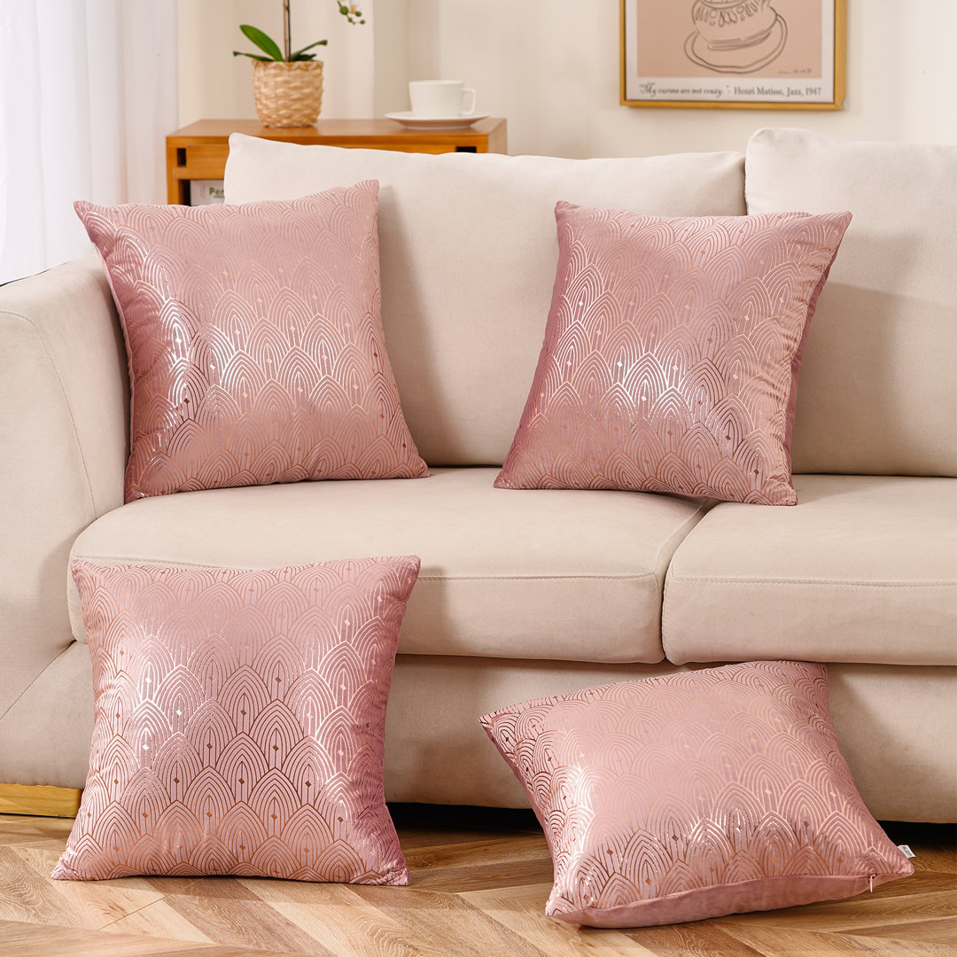 WARISI - Geometric Velvet Gold Abstract Throw, Square (Set of 4) WARISI 