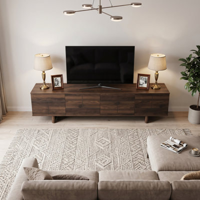 78" Mid-century Tv Stand For Tvs Up To 85" – Entertainment Center With Push-open Doors, Soft-closing Hinges & Adjustable Shelves For Living Room