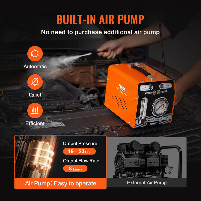 Automotive Smoke Machine Leak Detector, EVAP Smoke Machine Leak Tester With Built-In Air Pump, Pressure Gauge And Flow Meter, Dual-Mode Diagnostic Leak Detector For Vacuum, Fuel, Pipeline Testing