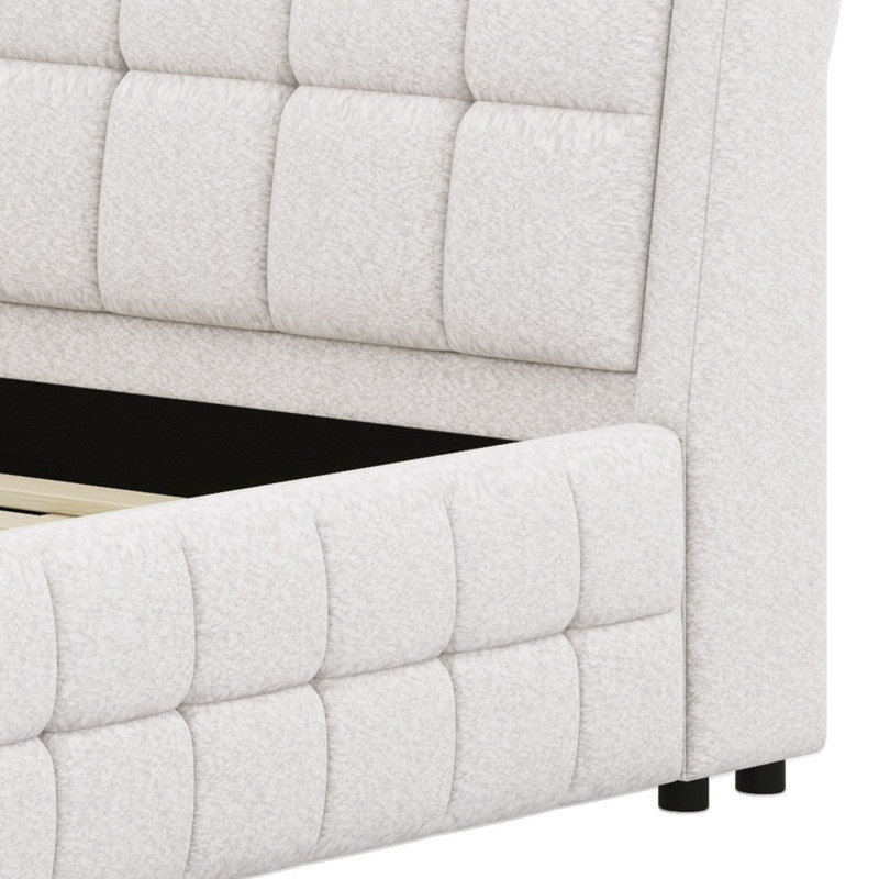 Lit plateforme tapissier Minimalist, Blanc