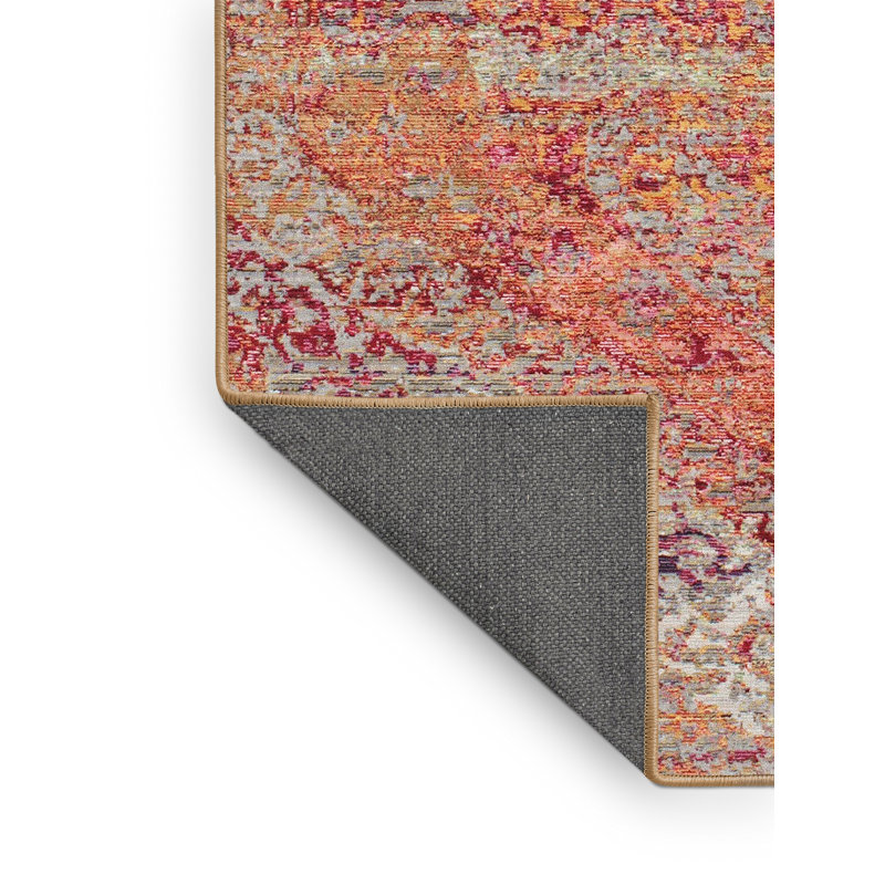 Tapis contemporain rouge / brun, Rectangle 7 pi x 9 pi