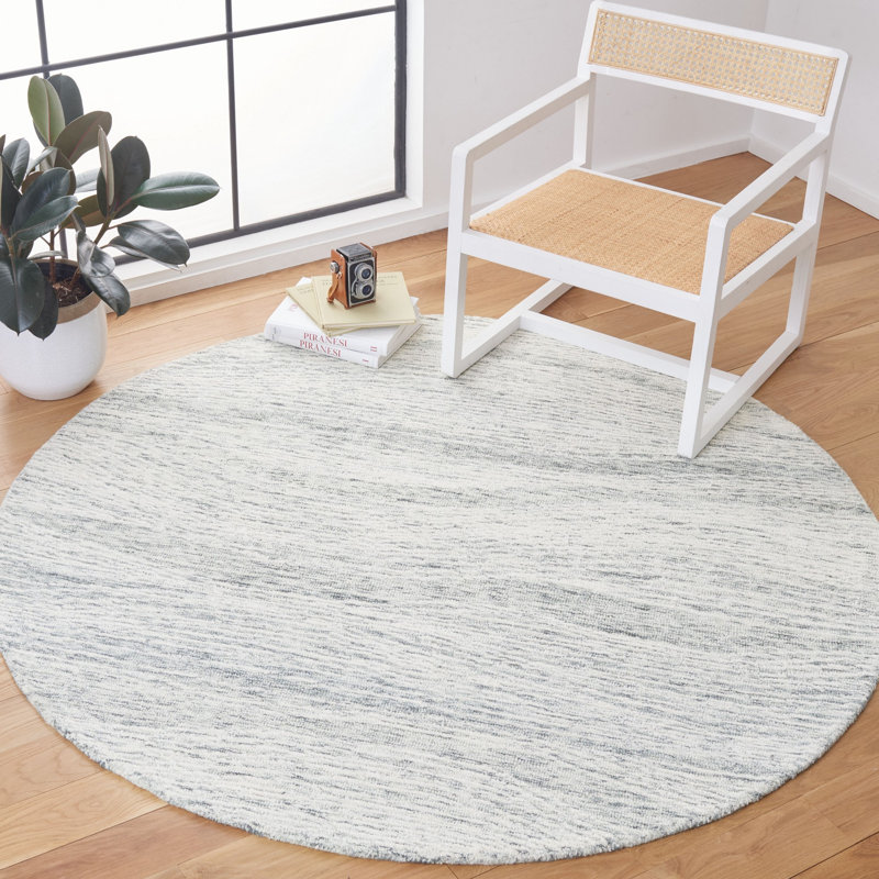 Alea Metro Hand Tufted Indian Wool And Cotton With Latex Abstract Rug, Round 6'