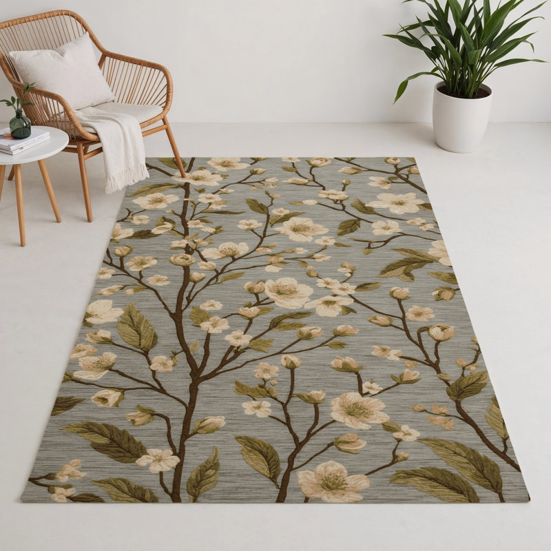 Tapis d'intérieur et d'extérieur brun Botanical, Rectangle 5 pi x 7 pi