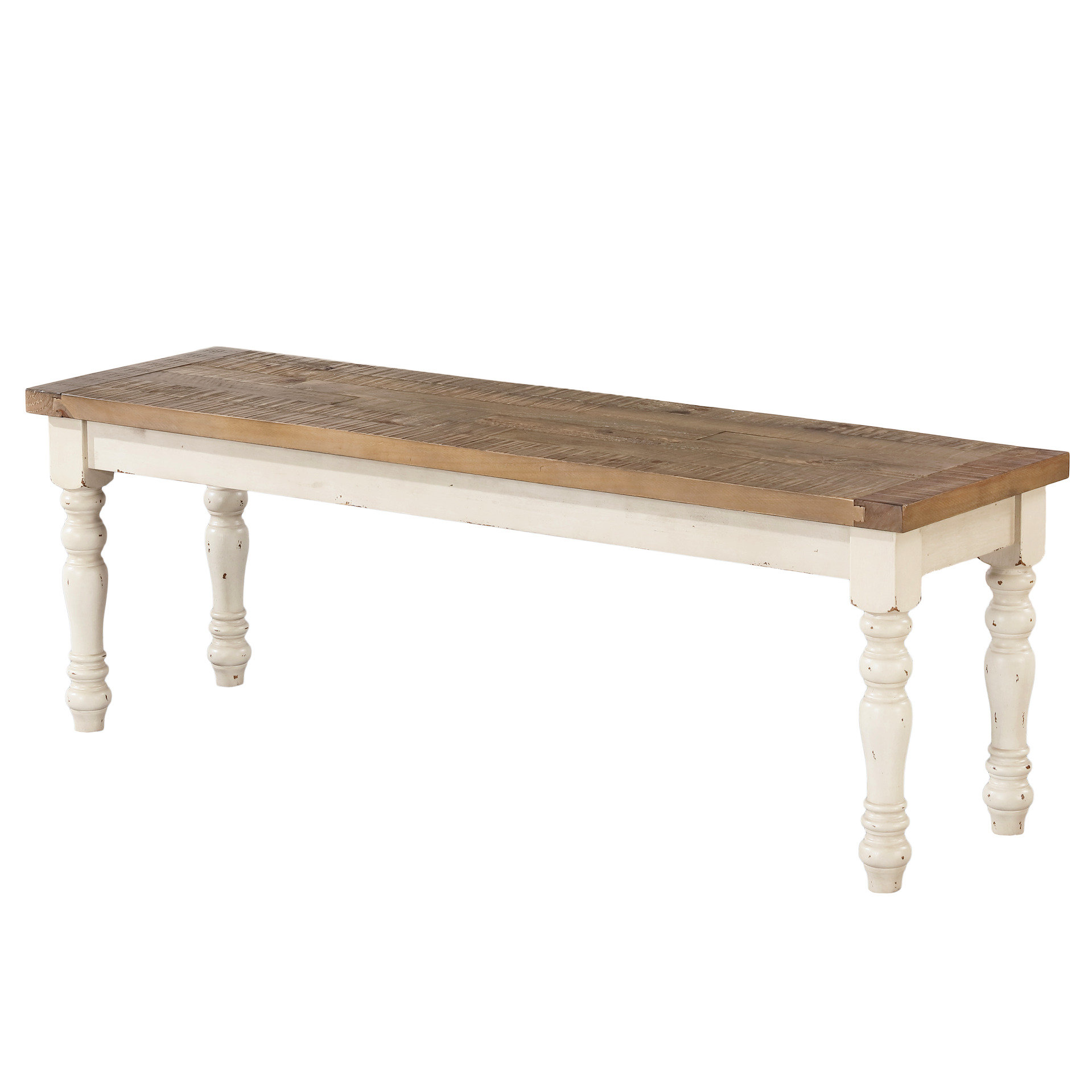 Ophelia & Co. Distressed Oak And Antique White Dining Bench For ...