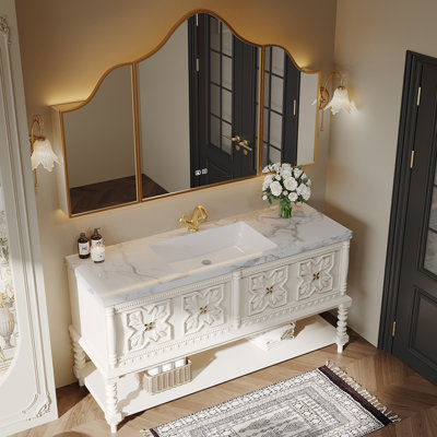 Light luxury style retro bathroom cabinet