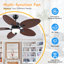 Ventilateurs de plafond Palm Leaf avec lumières à intensité variable et télécommande-1643015968