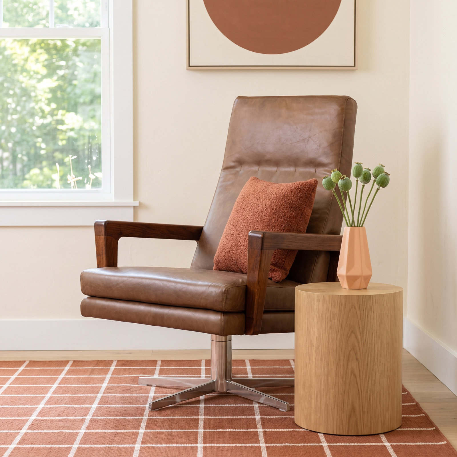 Wainwright Oak Genuine Leather Armchair