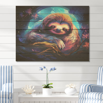 «Blue Sloth», paresseux, sérénité, sommeil - paresseux sur bois